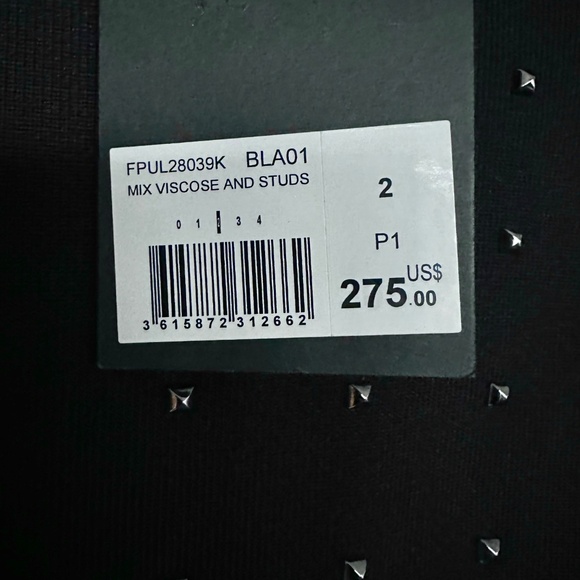 🖤🌟 NWT The Kooples Stud-Embellished Stretch-Knit Sweater | Rock Chic Essential - Picture 10 of 12